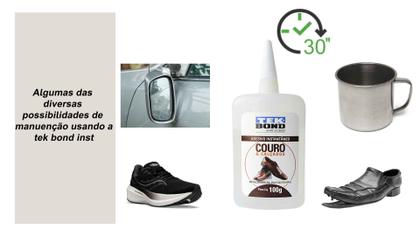 Imagem de cola para tênis,sapatos, solados tek bond instantâneo 100g