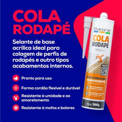 Imagem de Cola Selante Acrílico Para Rodapé Mdf Gesso Barone 360g