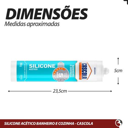 Imagem de Cola Silicone Branco 280g Adesivo Vedação Banheiro e Cozinha - Cascola