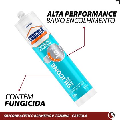 Imagem de Cola Silicone Branco 280g Adesivo Vedação Banheiro e Cozinha - Cascola