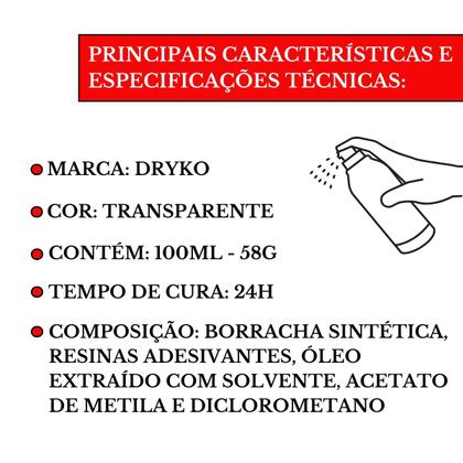 Imagem de Cola Spray Permanente Papel De Parede Madeira Tecido 100ml Dryko Adesivo Artesanato Espuma Couro Isopor Plástico Carpete