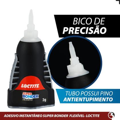 Imagem de Cola Super Bonder Flexível Controle 3g Em Gel Loctite Instantânea Multiuso Ultra Forte Resistente