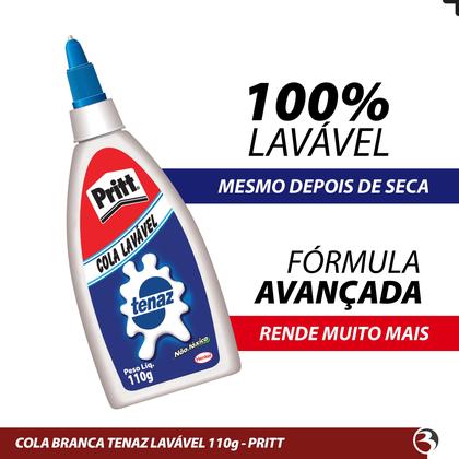 Imagem de Cola Tenaz Branca Liquida 110G Lavável Atóxica Escolar Artesanato Slime - Pritt