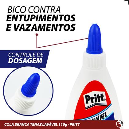 Imagem de Cola Tenaz Branca Liquida 110G Lavável Atóxica Escolar Artesanato Slime - Pritt