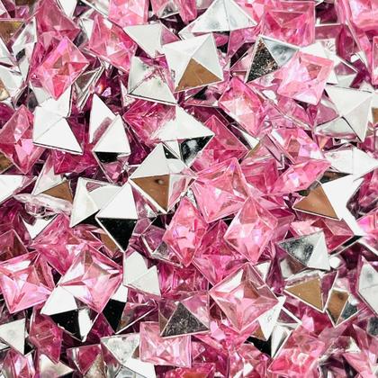 Imagem de Colagem Quadrado Strass Acrílico Rosa Transparente 6mm 200pçs 18g
