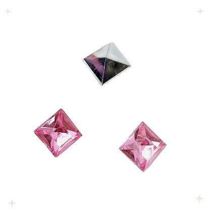 Imagem de Colagem Quadrado Strass Acrílico Rosa Transparente 6mm 200pçs 18g