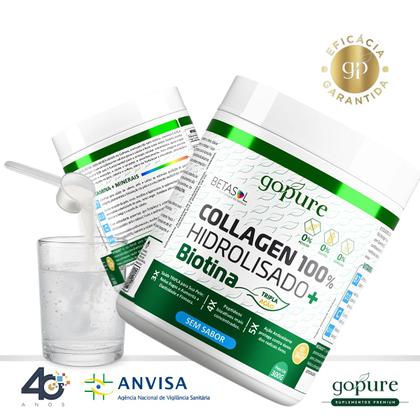 Imagem de Colágeno 100 Hidrolisado com Biotina e Vitaminas 300g GoPure