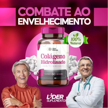 Imagem de Colágeno Hidrolisado 500mg - 60 Cápsulas  Fórmula com Vitamina C  Suplemento para Pele, Cabelo