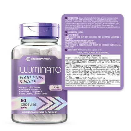 Imagem de Colageno Hidrolisado + Acido Hialuronico + Biotina + Vit C E B Cromo Zinco 500Mg 60Cáp