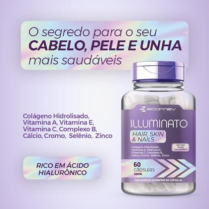Imagem de Colageno Hidrolisado + Acido Hialuronico + Biotina + Vit C E B Cromo Zinco 500Mg 60Cáp