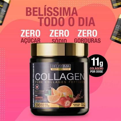 Imagem de Colágeno Hidrolisado Peptídeos Puro 160g Laranja com Morango