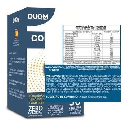 Imagem de Colágeno Tipo 2 Com Vitaminas 30 Cápsulas 500mg Duom