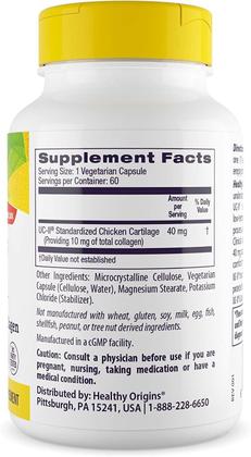 Imagem de Colágeno Tipo II UC-II Healthy Origins - 40mg - 60 Cápsulas