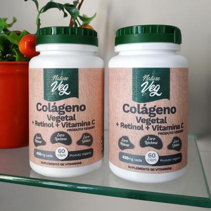 Imagem de Colágeno Vegetal Kit 2 Potes 450Mg 60C Retinol Vit. C-Vegano