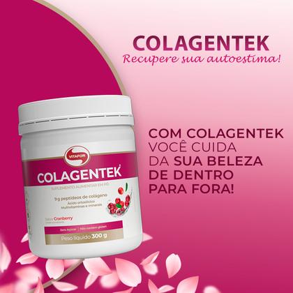 Imagem de Colagentek Peptídeos de Colágeno Sabor Cranberry 300g Vitafor