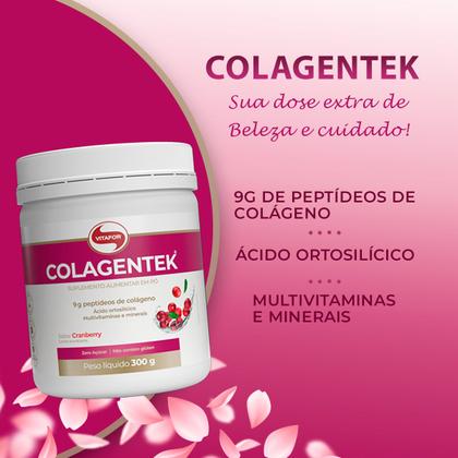 Imagem de Colagentek Peptídeos de Colágeno Sabor Cranberry 300g Vitafor