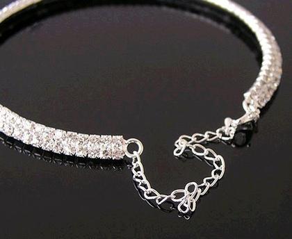 Colar 2 Voltas Strass Choker Gargantilha Festa Prata C40 - Milly - O Shopping das Noivas Imagem de Colar 2 Voltas Strass Choker Gargantilha Festa Prata C40