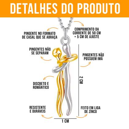 Imagem de Colar Abraço Casal Alma Gêmea Yin Yang Presente Namorada