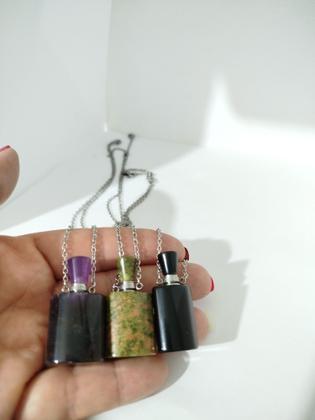Imagem de Colar Aço Inox com Difusor de Ametista Frasco Elixir de Proteção e Espiritualidade