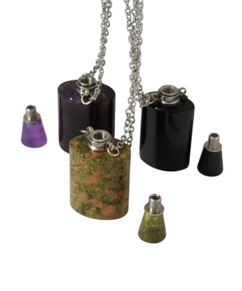 Imagem de Colar Aço Inox com Difusor de Ametista Frasco Elixir de Proteção e Espiritualidade