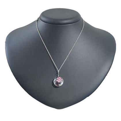 Imagem de Colar Árvore da vida folha redondo Turquesa resina corrente aço inox prata