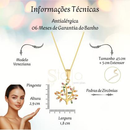 Imagem de Colar Arvore da Vida Semi Joias Banhado Ouro 18k Presente Mae Esposa Aniversario