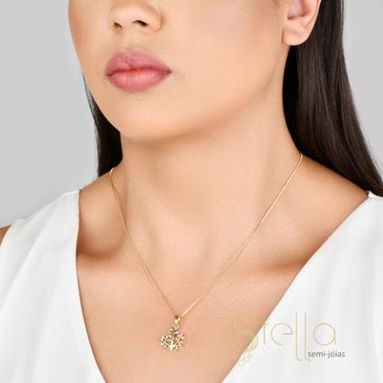 Imagem de Colar Arvore da Vida Semi Joias Banhado Ouro 18k Presente Mae Esposa Aniversario