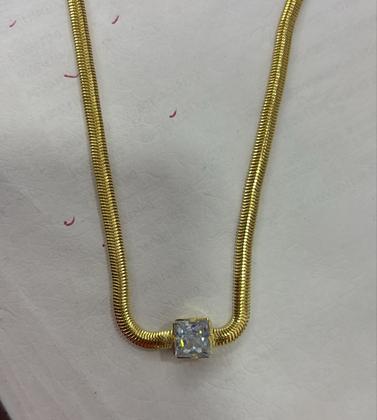 Imagem de Colar Banhado a Ouro Corrente Lacraia Com Zircônia Quadrada