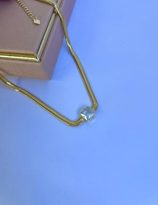 Imagem de Colar Banhado a Ouro Corrente Lacraia Com Zircônia Quadrada