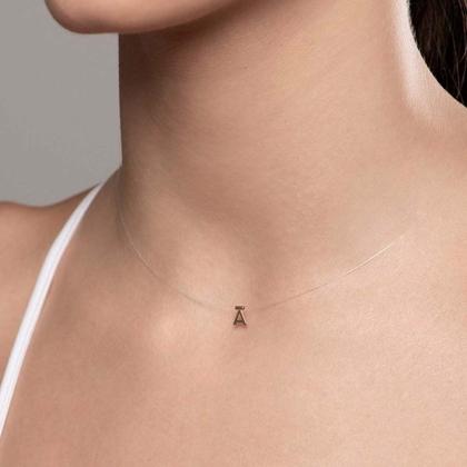 Imagem de Colar banhado ouro 3x 24k 18k e 22k feminino com inicial do nome fio nylon pingente letra rommanel 532041