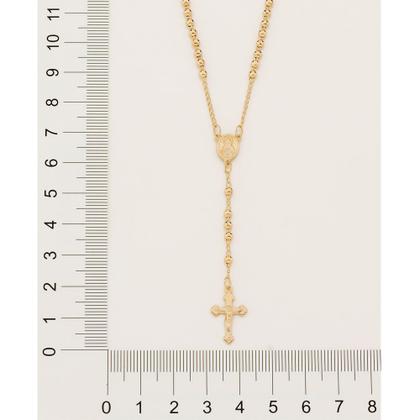 Imagem de Colar banhado ouro 3x 24k 18k e 22k  feminino cruz terço sagrado coração de maria rommanel 532073