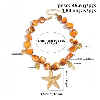 Imagem de Colar Boêmio Feminino com Pingente de Estrela do Mar e Concha - Estilo Y2K