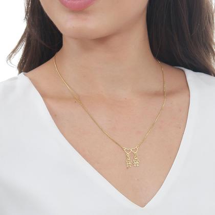 Imagem de Colar Canga Coração Pingente Dois Meninos Banhado a Ouro 18K