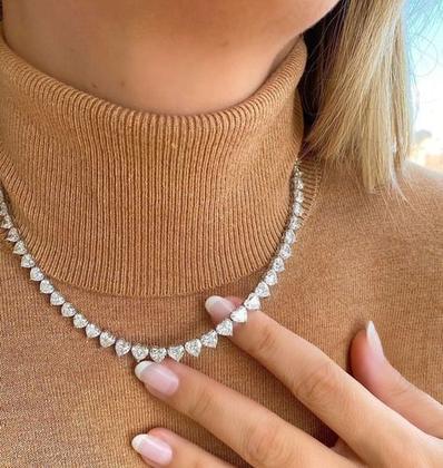 Imagem de Colar Chocker Pedra Zirconia Coração Riviera Dourado Prata