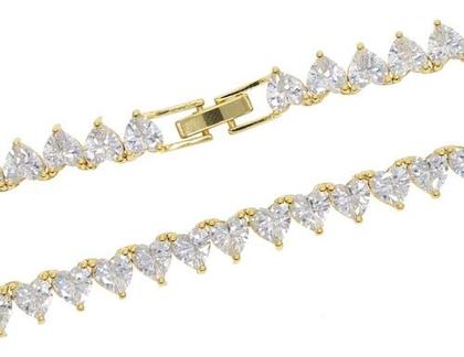 Imagem de Colar Chocker Pedra Zirconia Coração Riviera Dourado Prata