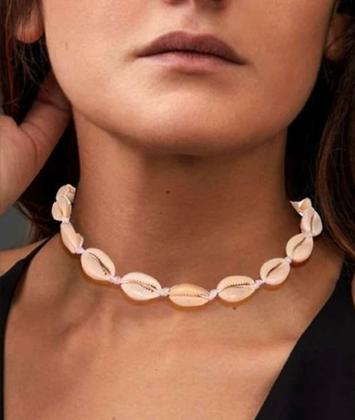 Imagem de Colar Choker Conchas Búzios natural olho grego Fio Encerado com concha Gargantilha Tendência Moda Verão Praia