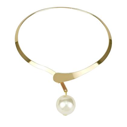 Imagem de Colar Choker Dourado Feminino Pérola Luxuoso Para Festa