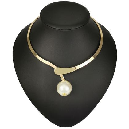 Imagem de Colar Choker Dourado Feminino Pérola Luxuoso Para Festa