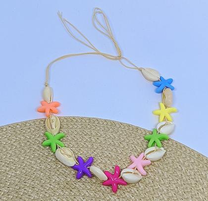Imagem de Colar Choker Feminino Masculino Conchas Búzios estrela do Mar Fio Encerado Gargantilha Tendência Moda Verão Praia