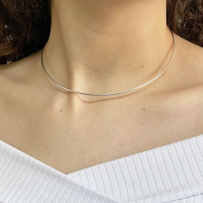 Imagem de Colar Choker Gargantilha Aro Rigido Regulagem Prata Legitima 925