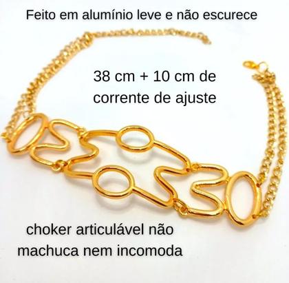 Imagem de Colar Choker Inspiração Thassia Naves Folheado Ouro 18k Dourado Moda Blogueira Lançamento Tendência Gargantilha