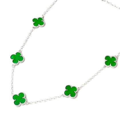 Imagem de Colar Choker Pingente Trevo Grande Prata Original 925 Unisse