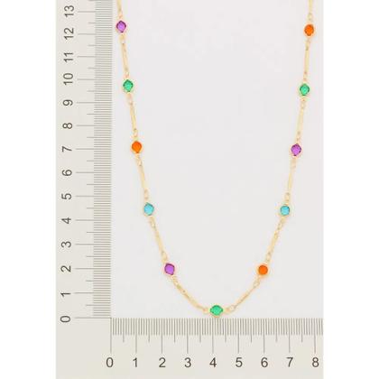 Imagem de Colar Choker Rommanel Colorida Banhada A Ouro 18k Com Cristais