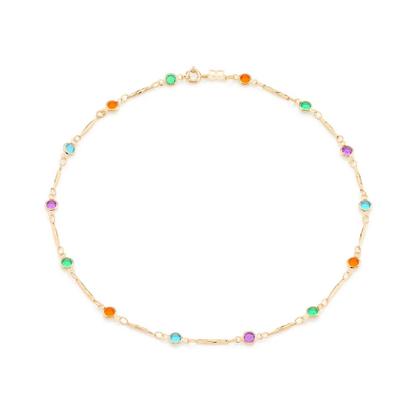 Imagem de Colar Choker Rommanel Colorida Banhada A Ouro 18k Com Cristais