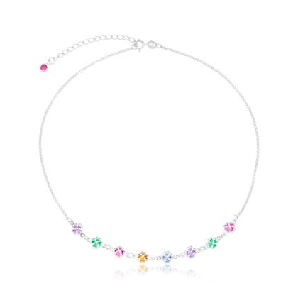 Colar Choker Trevos Coloridos Prata 925 - Ravenalla Imagem de Colar Choker Trevos Coloridos Prata 925