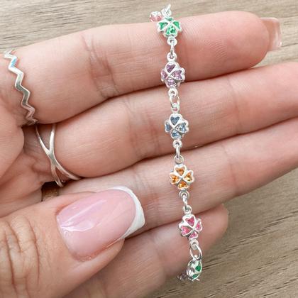 Colar Choker Trevos Coloridos Prata 925 - Ravenalla Imagem de Colar Choker Trevos Coloridos Prata 925