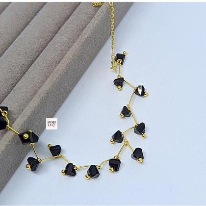 Imagem de Colar Choker zig zag Feminino com Pedras Zircônias cristais gargantilha com bolinhas pérolas Dourado Branca Tendência