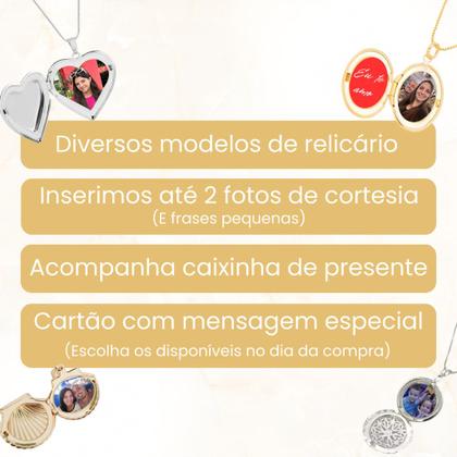 Imagem de Colar com 1 foto relicário coração telado pequeno folheado a ouro 18k