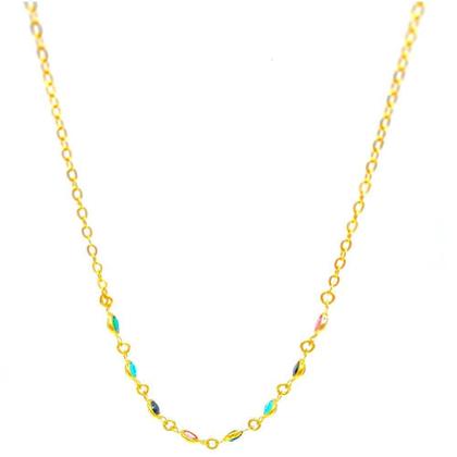 Imagem de Colar Com Cristais Coloridos Folheado A Ouro 18K