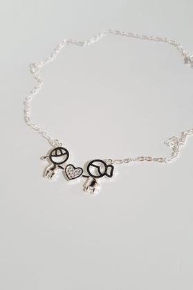 Imagem de Colar com Pingente casal de filhos banhado prata